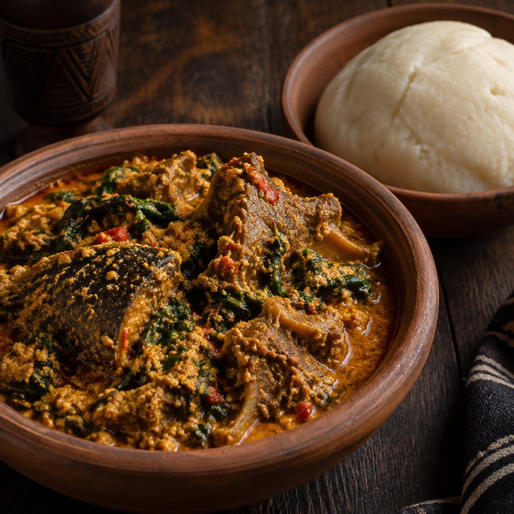 Egusi soup with pounded yam